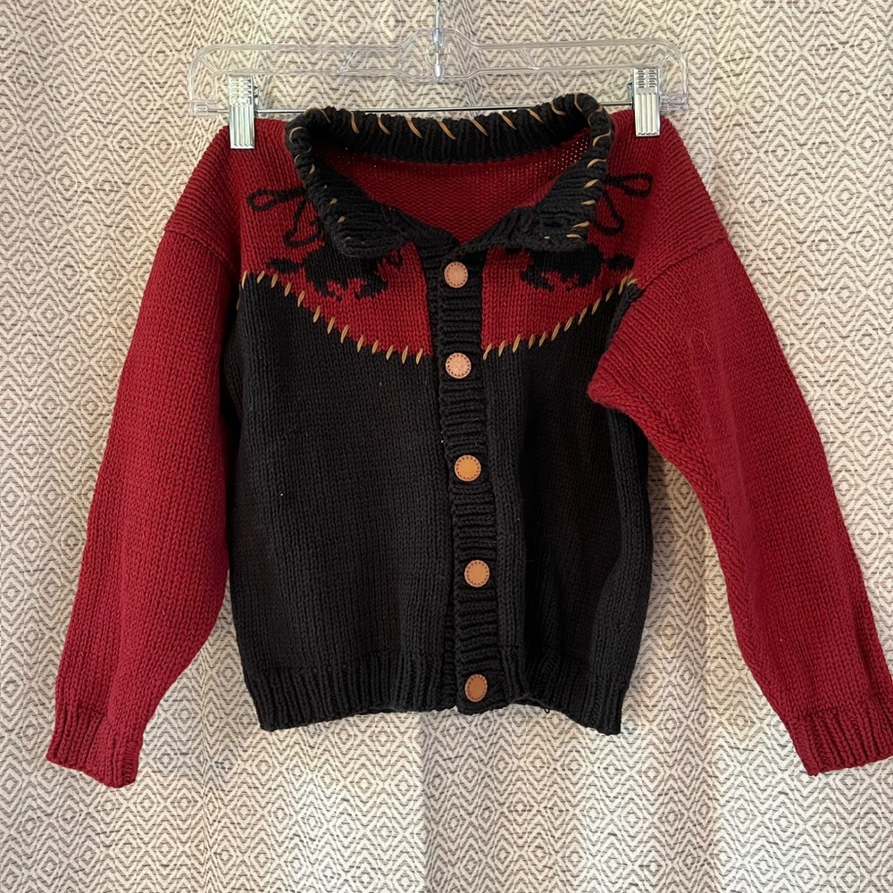 Children’s Cowboy Knit Sweater Leather Buttons